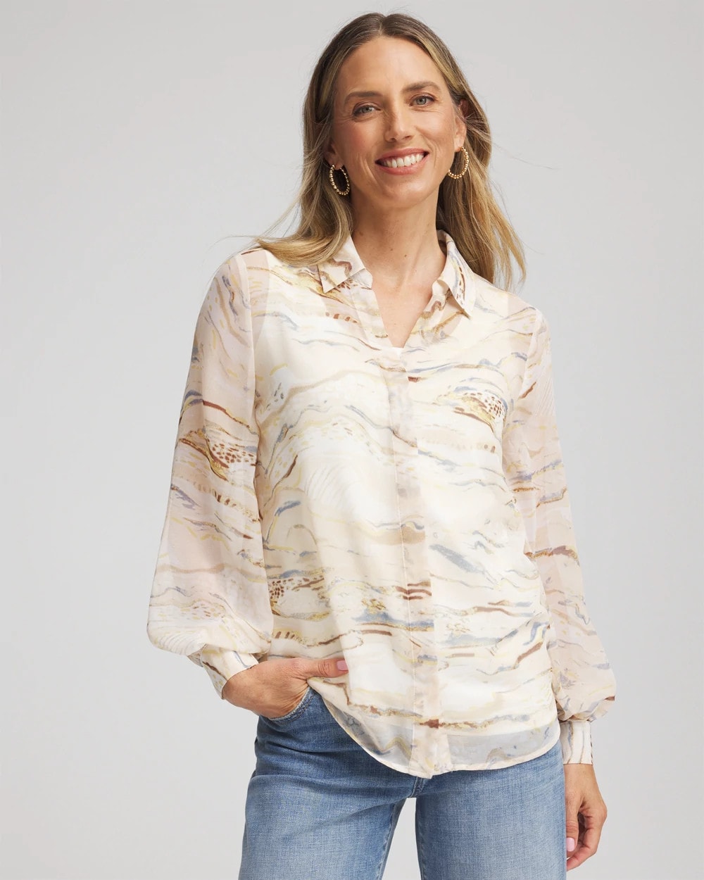 Georgette Blouson Sleeve Blouse