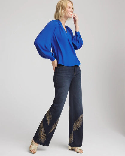 Splitneck Pullover Crepe Blouse