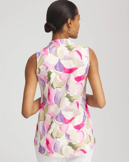 Watercolor Slub Sleeveless Collared Tunic