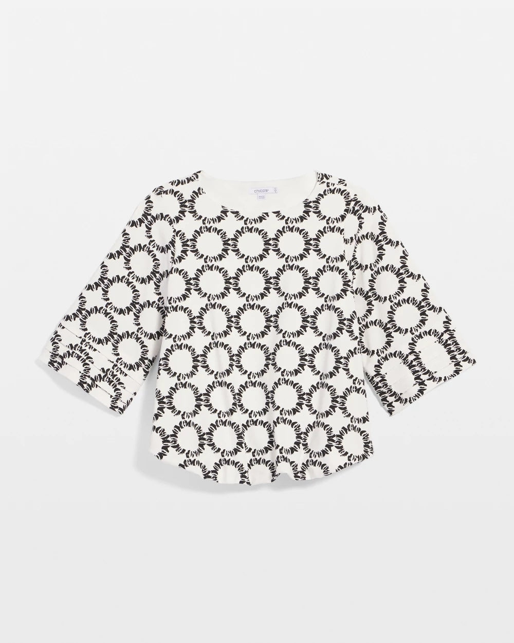 Geo Print Boatneck Bubble-Hem Top