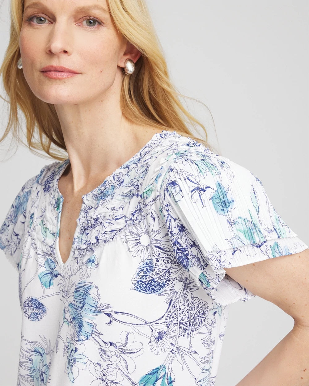Touch of Cool™ Floral Flutter Sleeve Tee