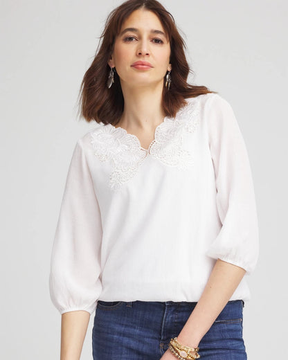Embroidered Cutout Blouse