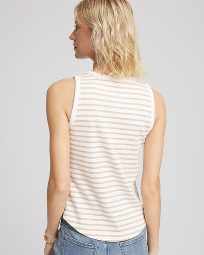 Striped Ribbed High-Neck Tank