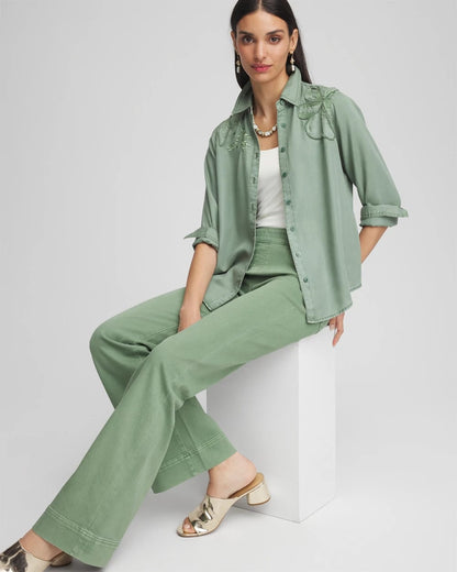 Embellished Lyocell Tencel™ Collared Shirt