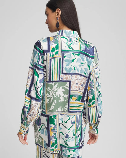 Faux Silk Coastal Collared Shirt