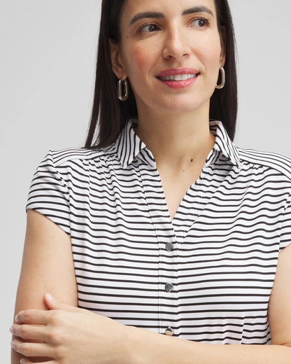 Zenergy® UPF Stripe Cap Sleeve Polo