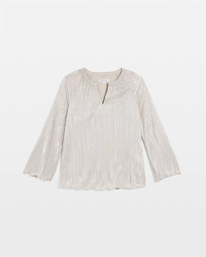 Foiled Pleated V-Neck Tee