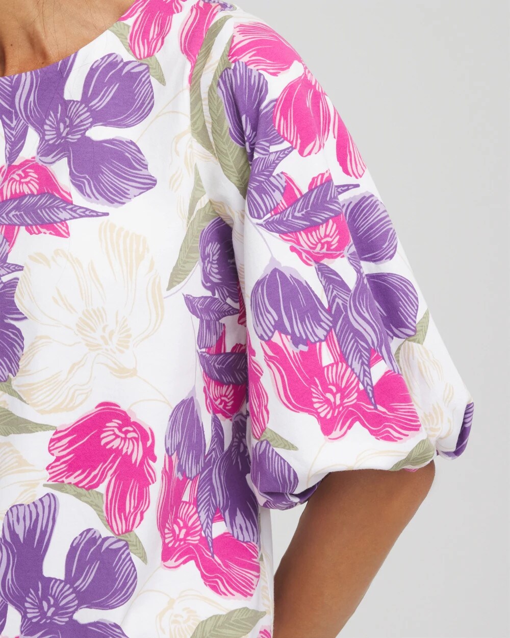 Floral Bubble Sleeve Top