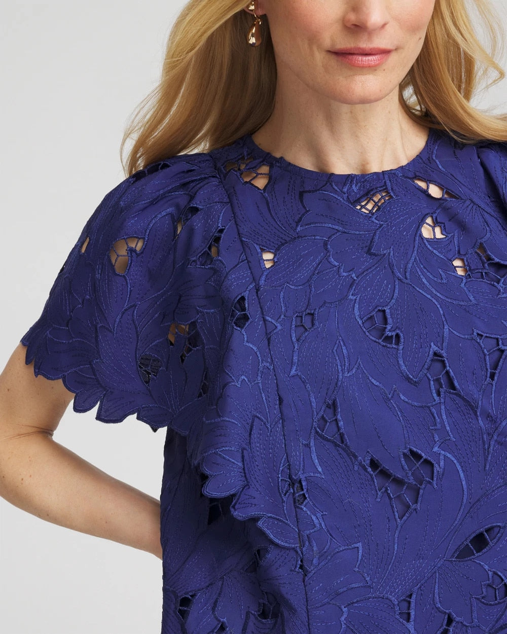 Lace Detail Flutter Sleeve Top