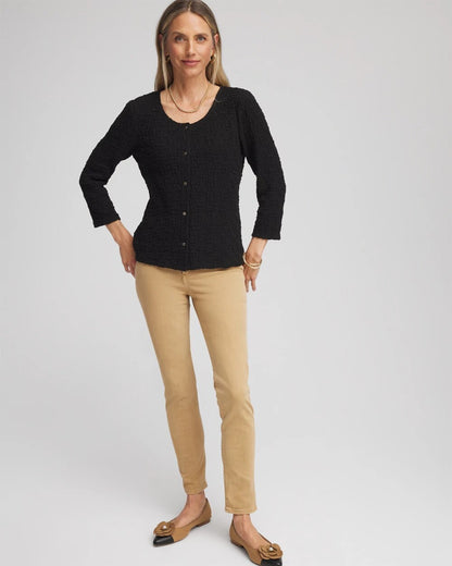 Textured Scoopneck Cardigan