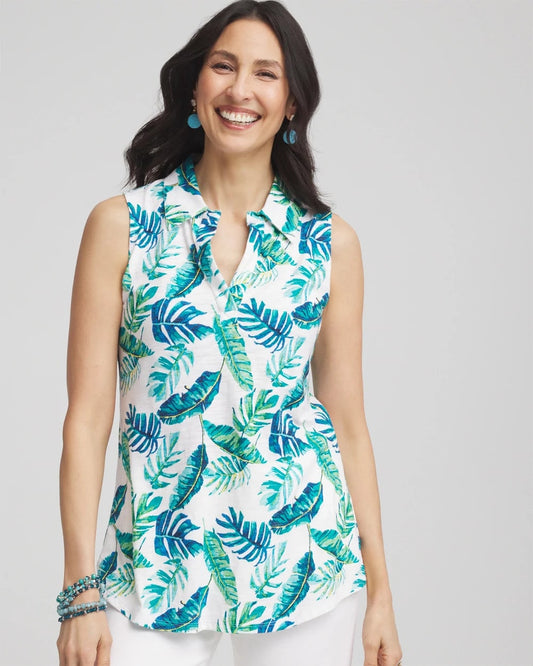 Island Slub Sleeveless Collared Tunic