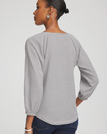 Striped Crinkled Raglan Top