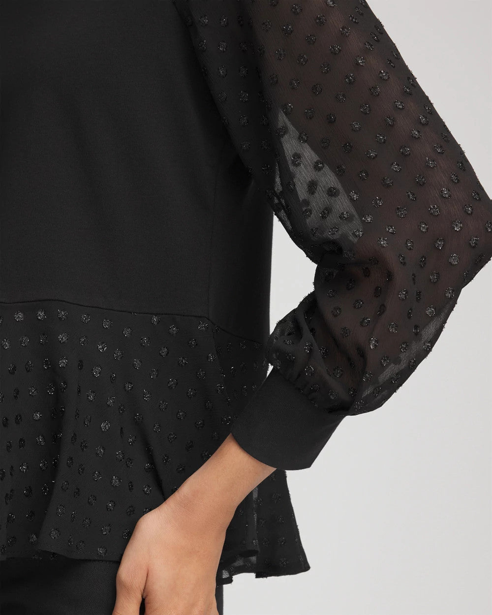 Clip-Dot Peplum Top