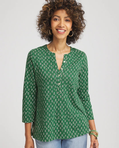 Geo Cotton Slub Henley Shirt