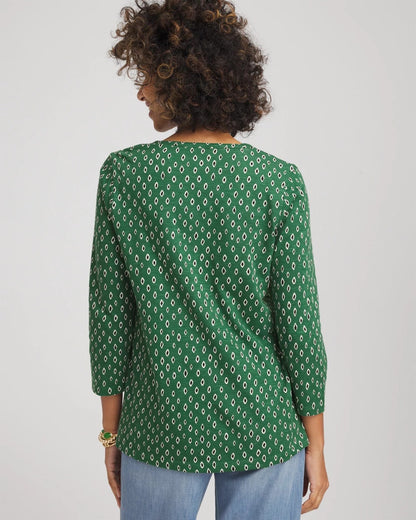 Geo Cotton Slub Henley Shirt