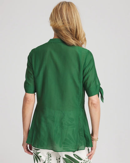 Cotton Voile & Silk Pleated Blouse