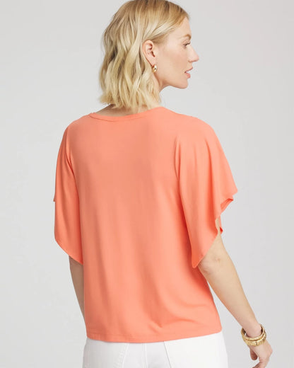 Touch of Cool™ Handkerchief-Sleeve V-Neck Tee