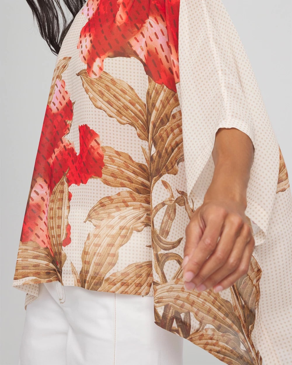 Floral Chiffon Pull-Over Poncho