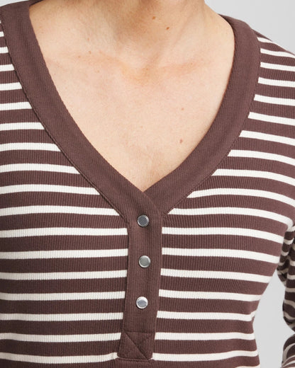 Zenergy® Ribbed Striped Henley Tee