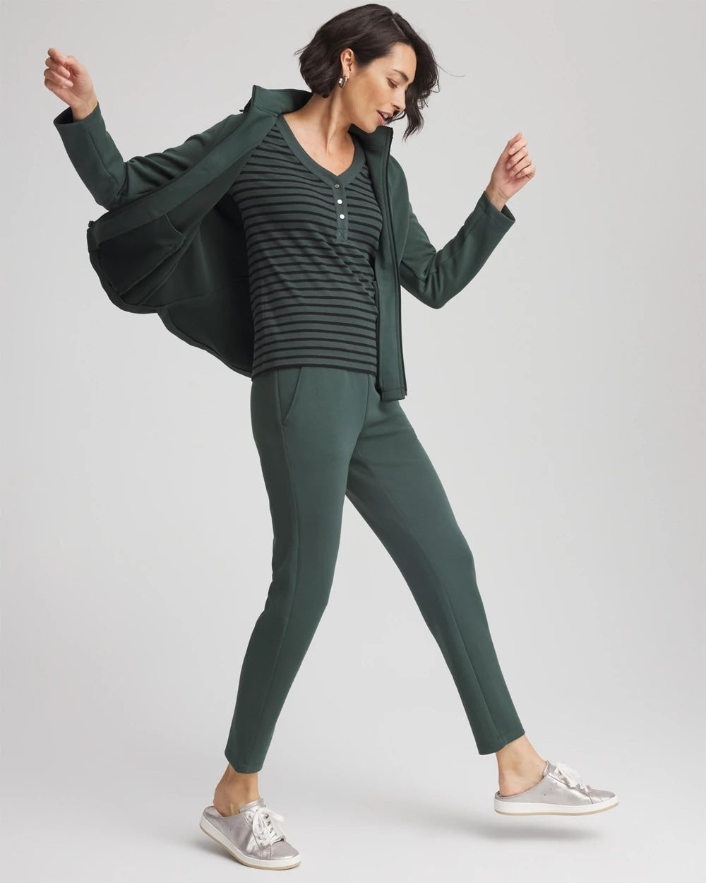 Zenergy® Ribbed Striped Henley Tee