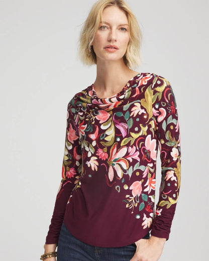 Touch of Cool™ Paisley Cowl Neck Tee