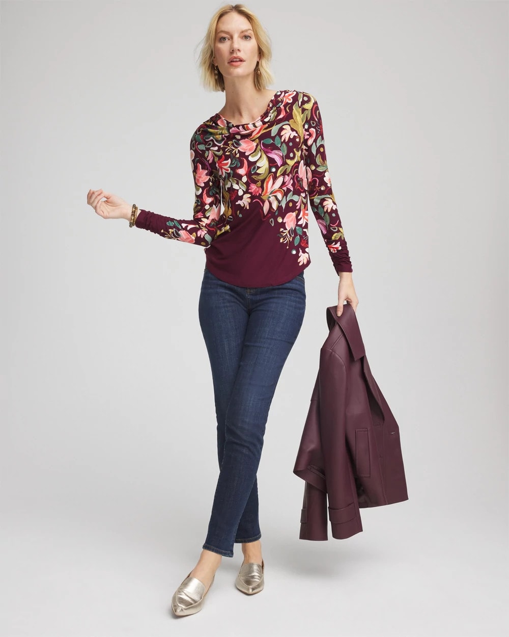 Touch of Cool™ Paisley Cowl Neck Tee