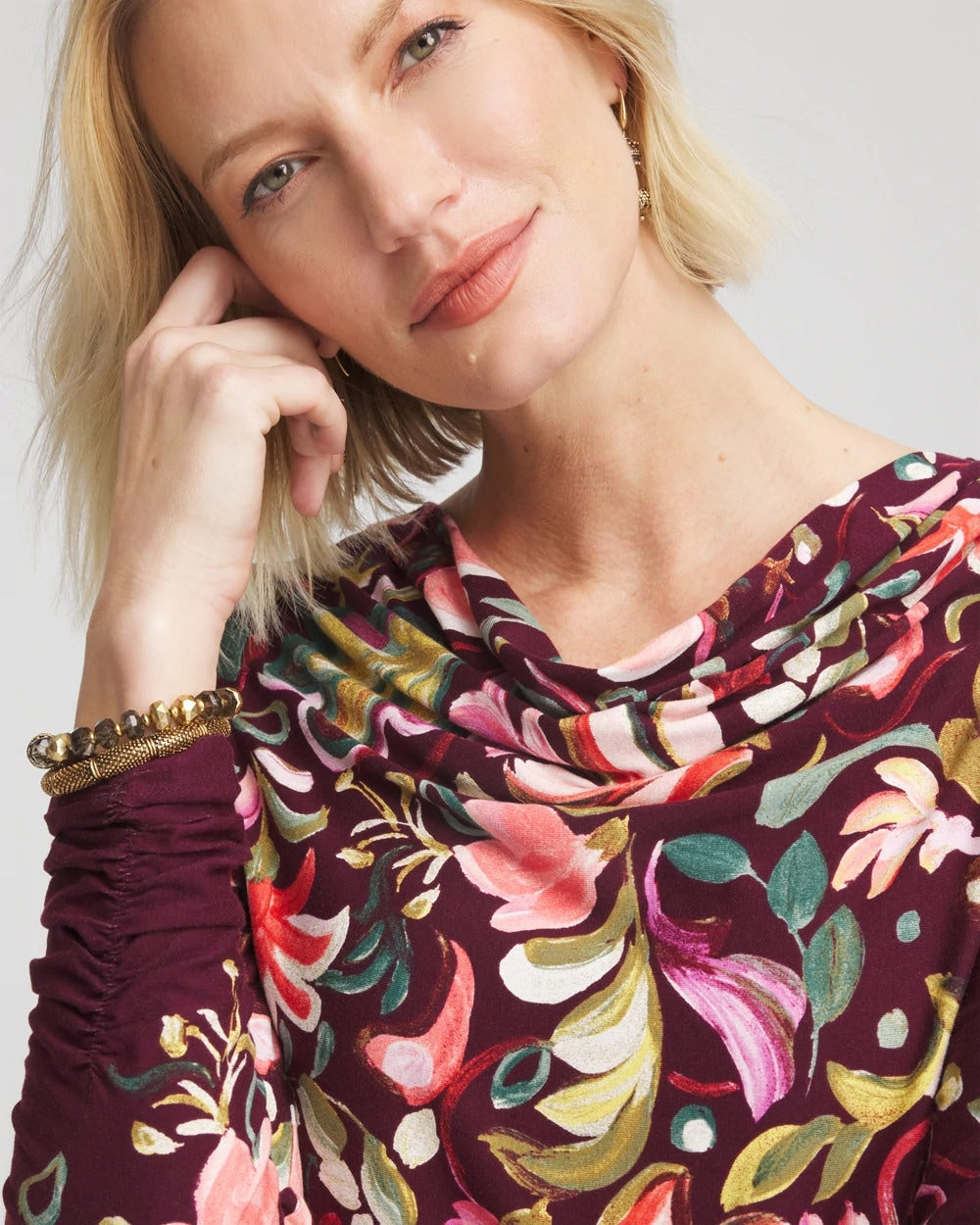 Touch of Cool™ Paisley Cowl Neck Tee