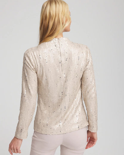 Sequin Funnel Neck Tee