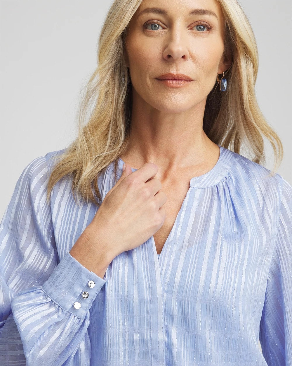Split Neck Crinkle Blouse