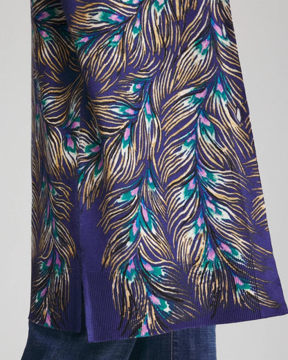 Ella Peacock-Print Cardigan Sweater