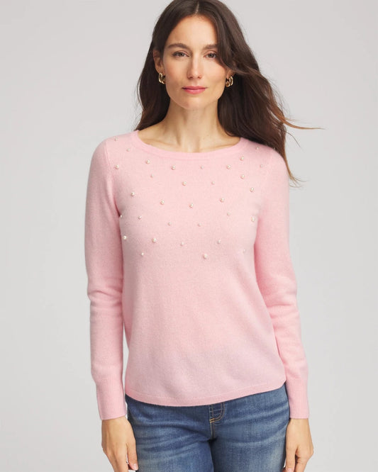 Embellished Cashmere Pullover Sweater