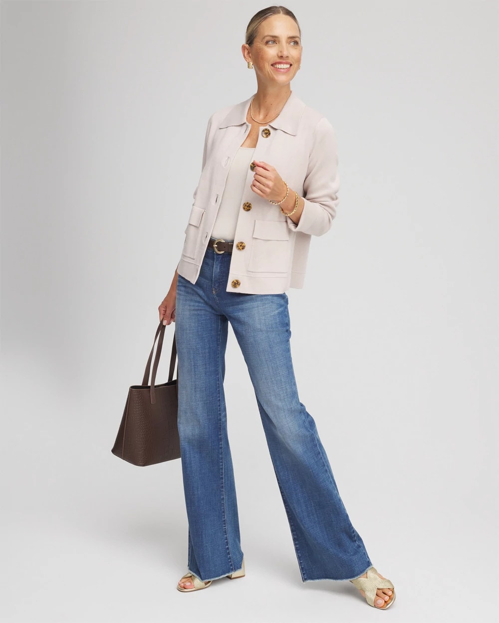 Button-Front Cardigan Jacket