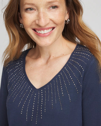 Ella Embellished V-Neck Sweater