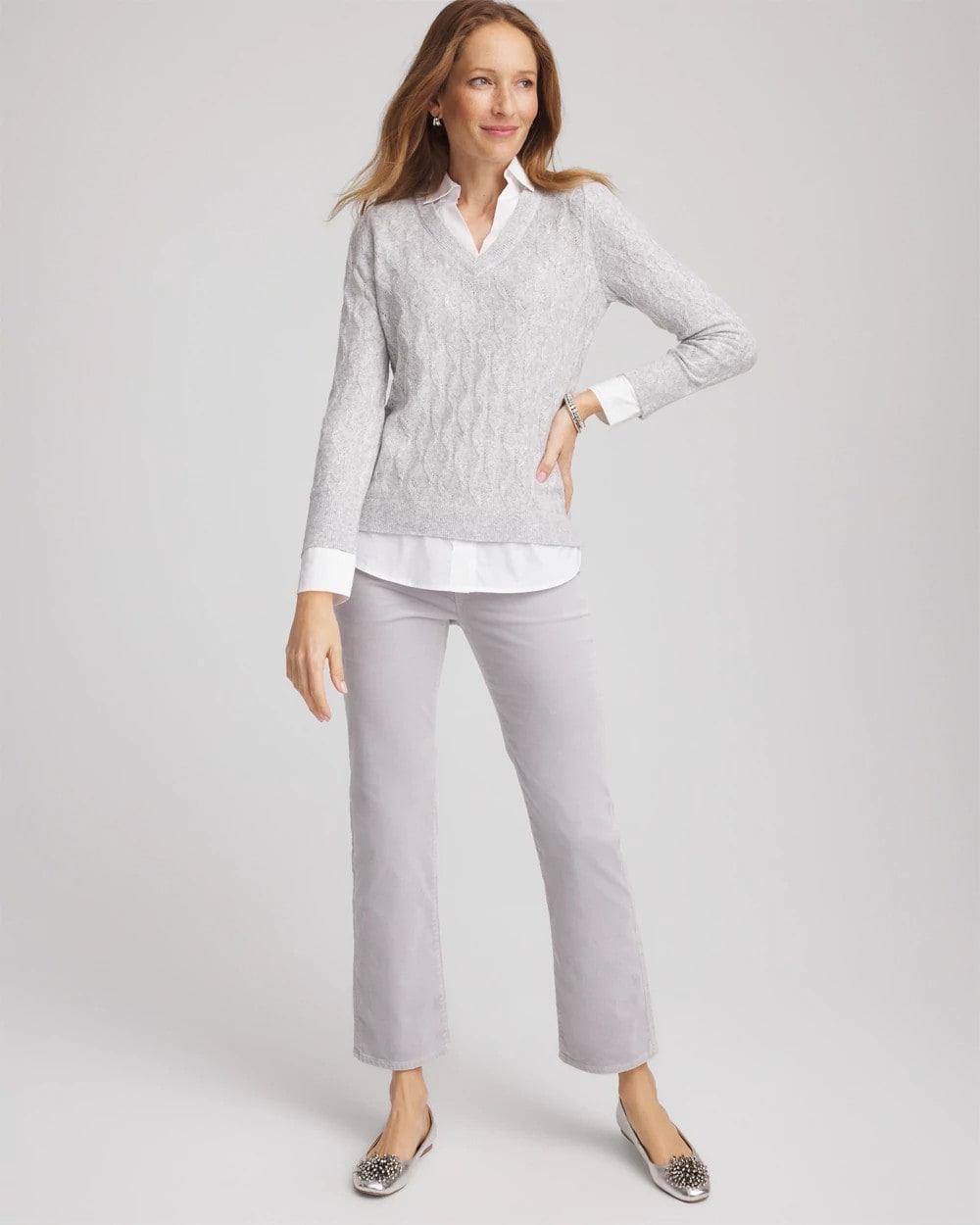Classic Built-In Shirt Knit Sweater
