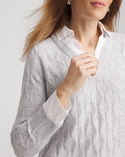 Classic Built-In Shirt Knit Sweater