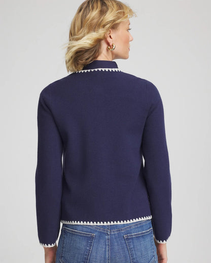 Blanket Stitch Crewneck Cardigan