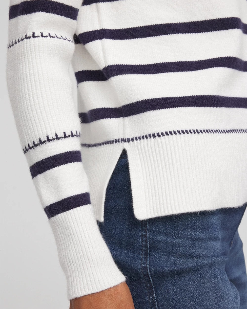 Striped Relaxed Mockneck Pullover