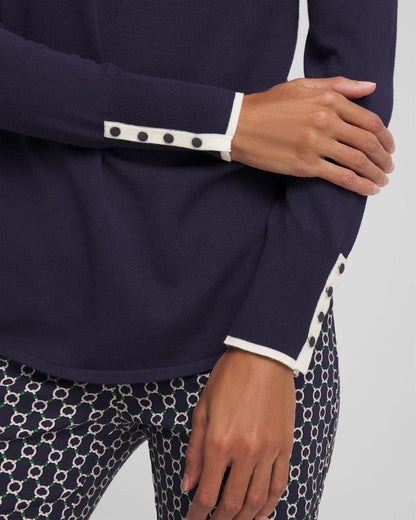 Ella Tipped V-Neck Pullover Sweater