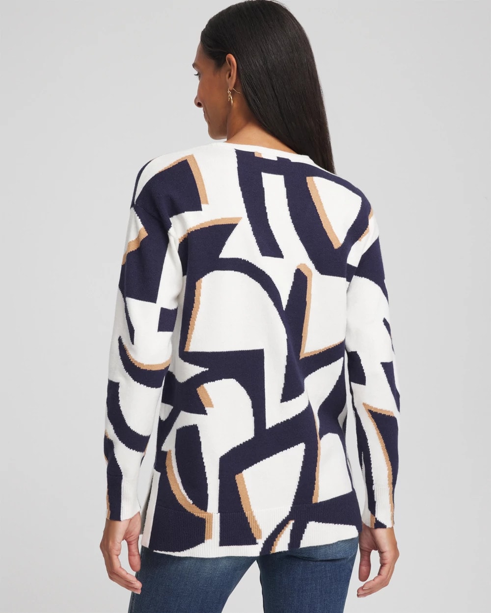 Geo Intarsia V-Neck Tunic