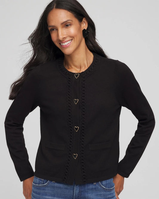 V-Day Embroidered Crewneck Cardigan