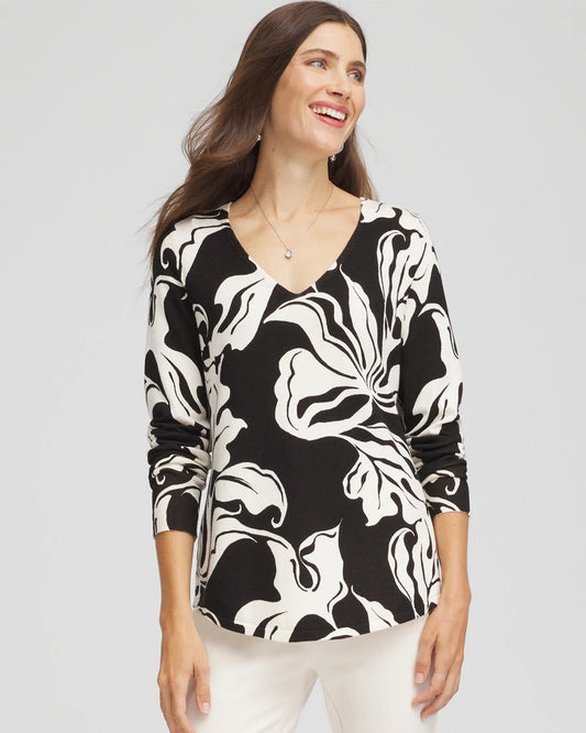 Ella Printed V-Neck Sweater