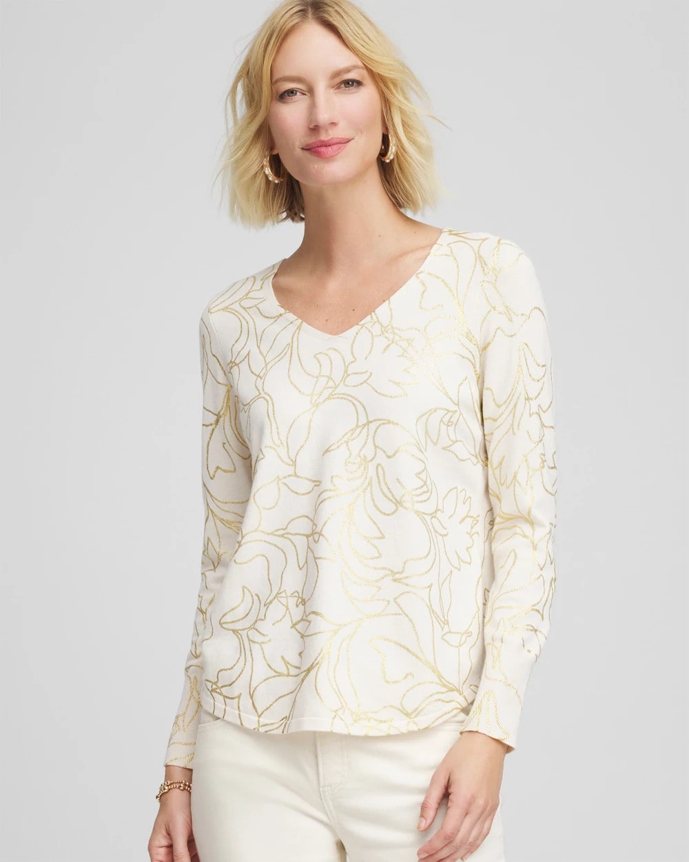 Ella Foiled V-Neck Sweater