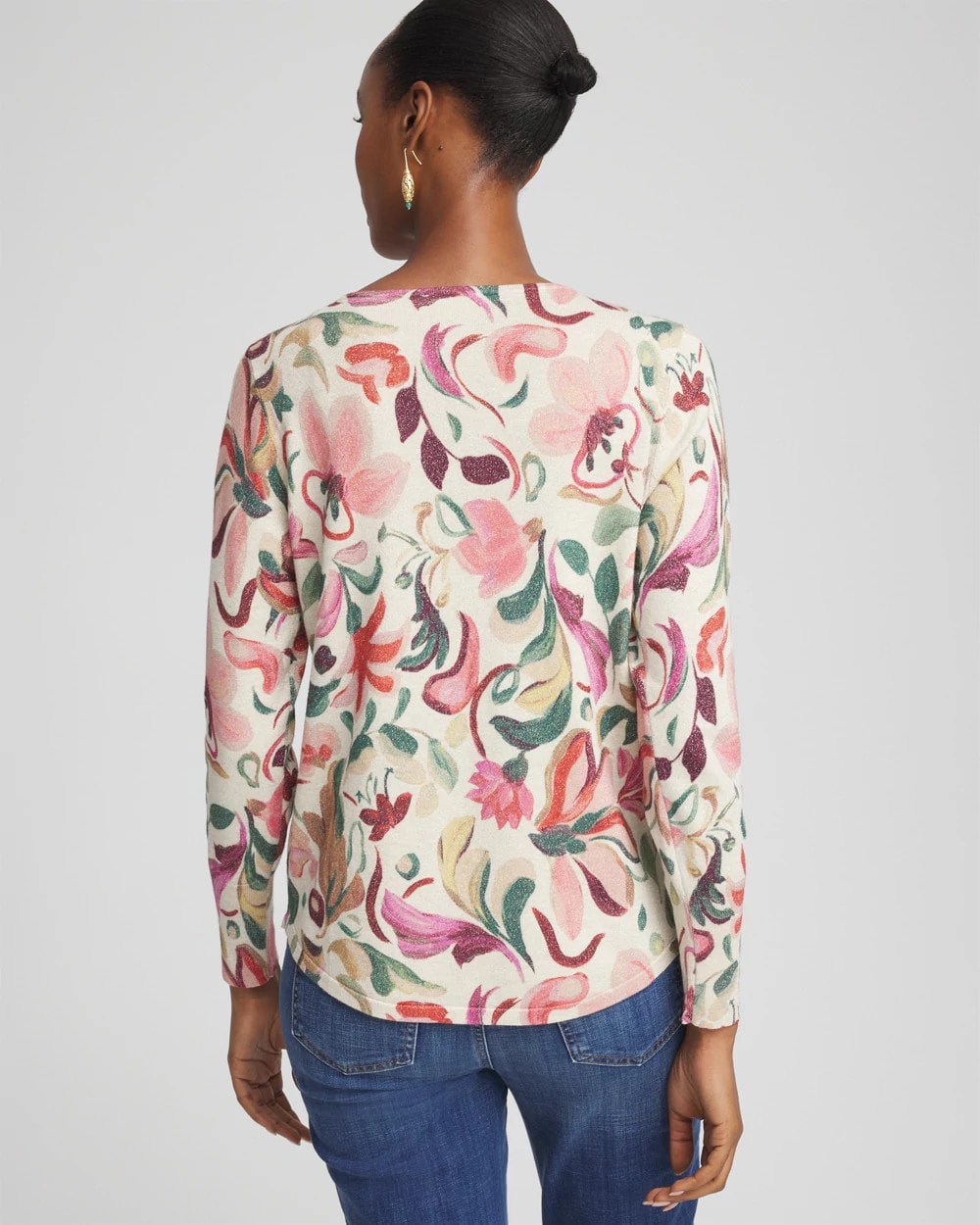 Ella V-Neck Floral Pullover Sweater