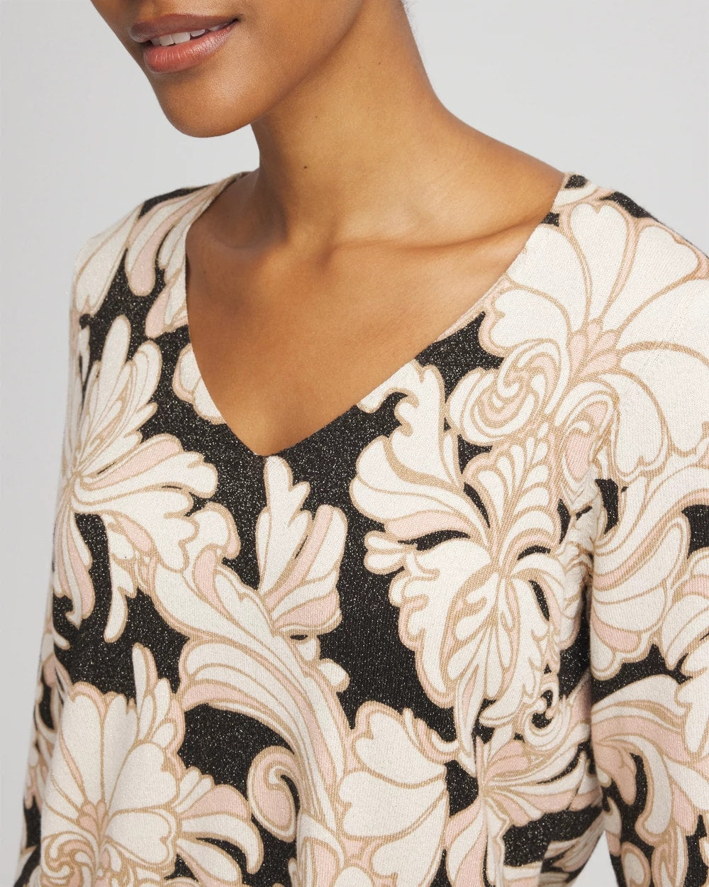 Ella Metallic V-Neck Sweater