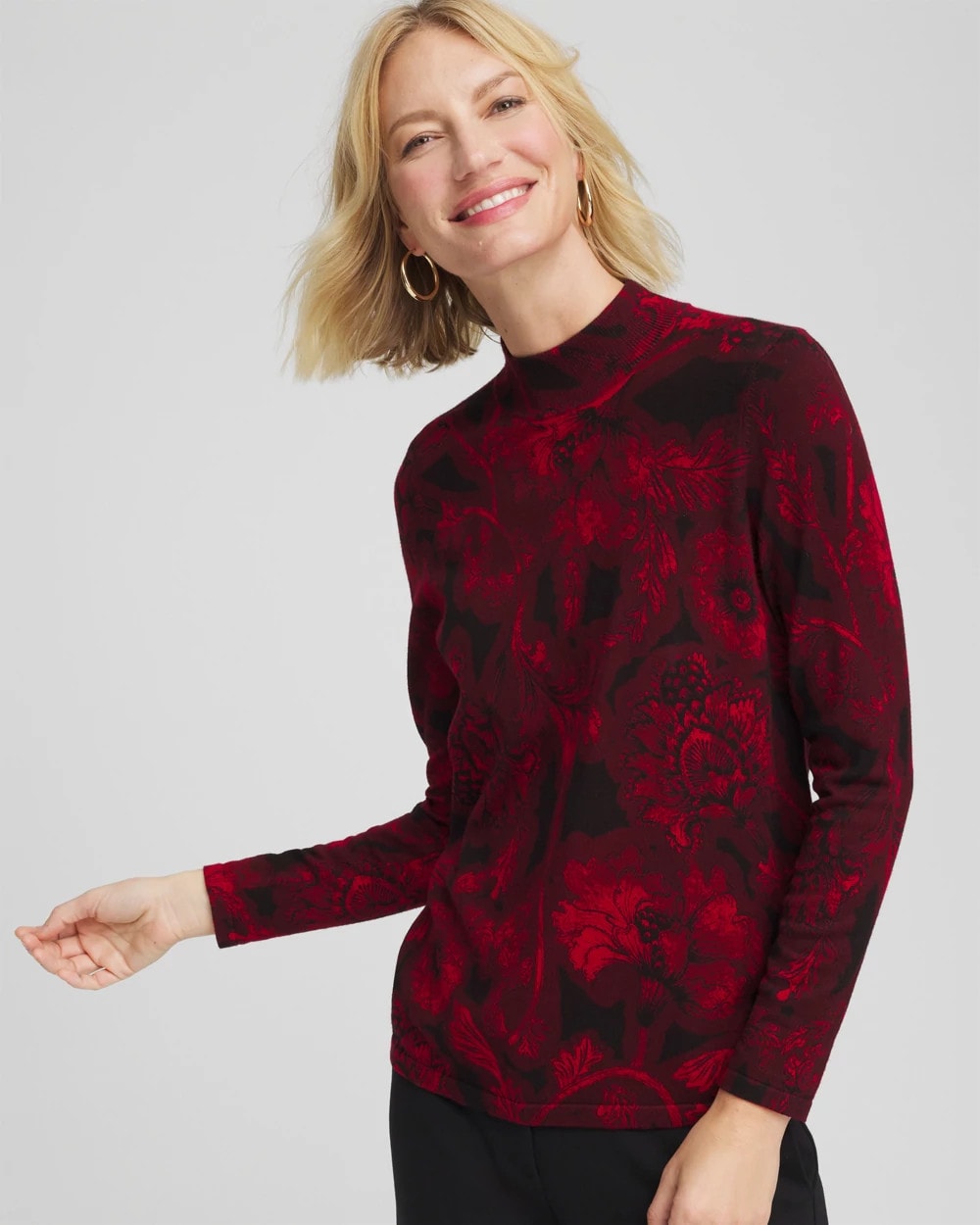 Ella Printed Mockneck Sweater