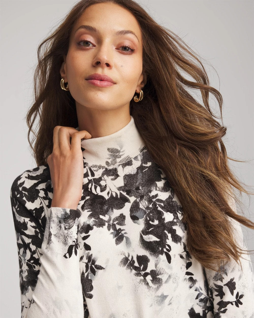 Ella Houndstooth Mockneck Sweater