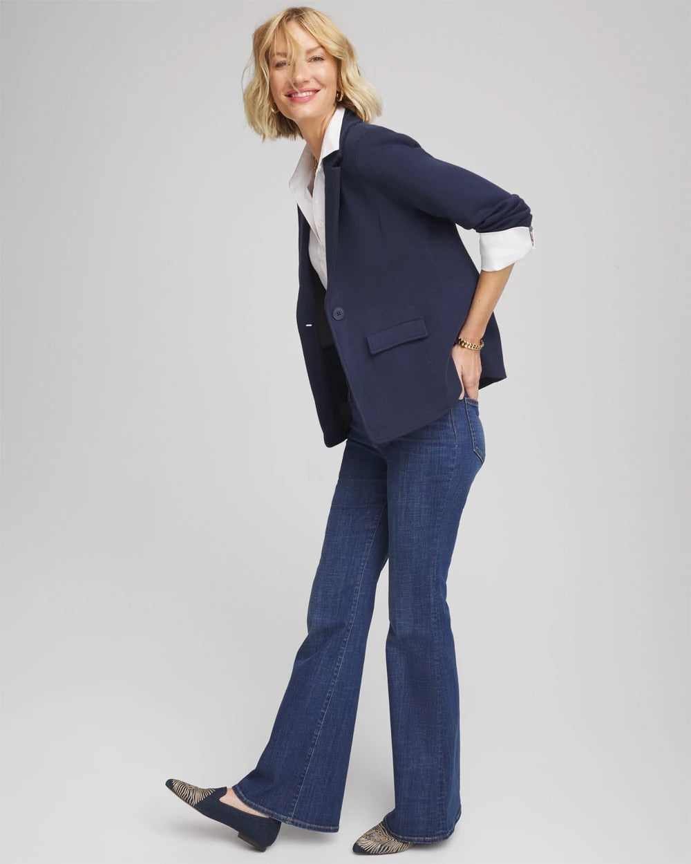 Single-Breasted Sweater Blazer