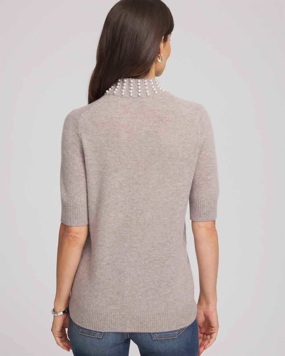 Cashmere Pearl Mockneck Sweater
