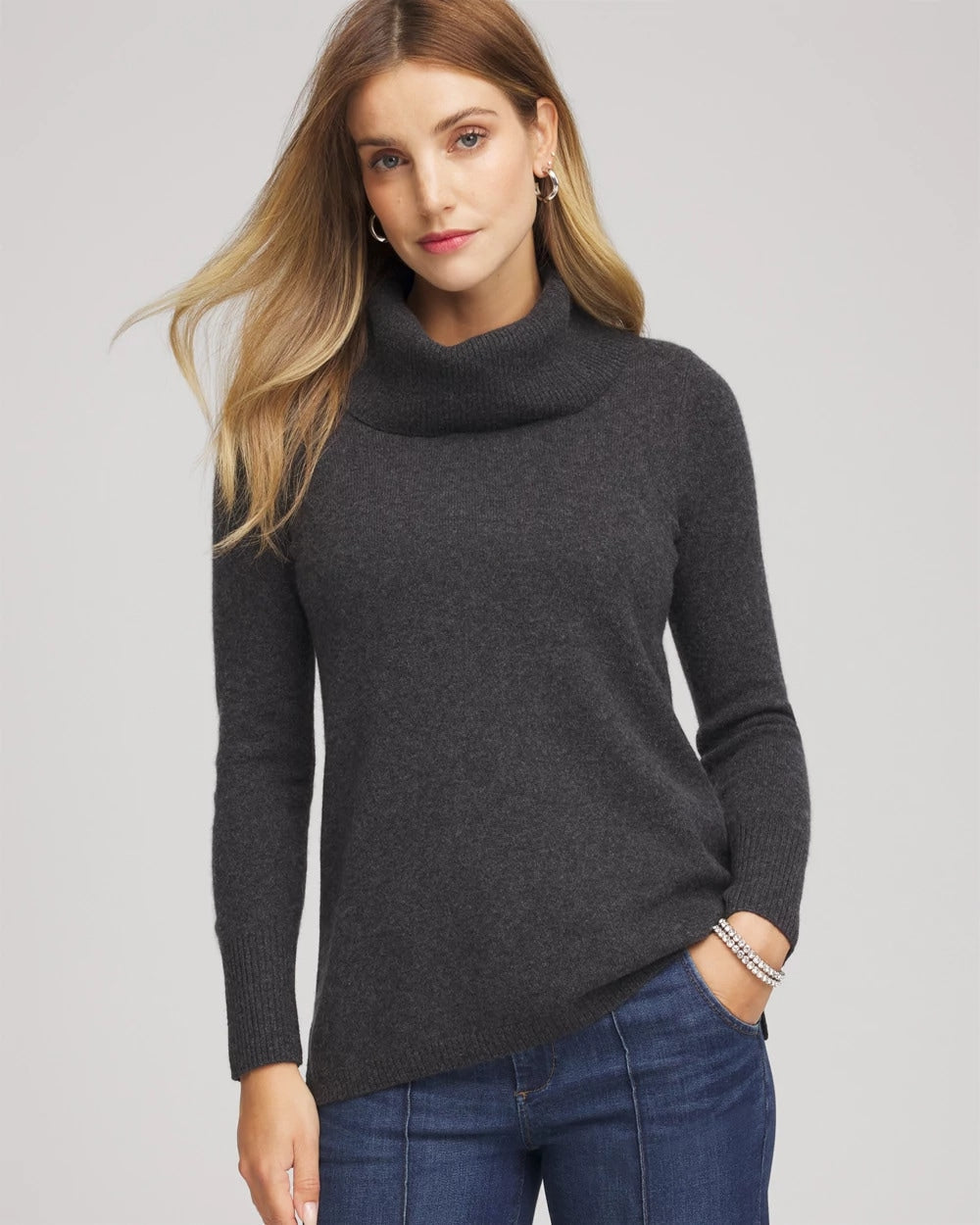 Cowlneck Cashmere Pullover Tunic