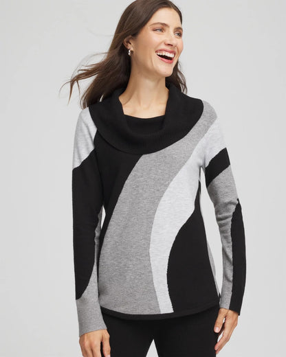 Zenergy® Luxe Intarsia Cowlneck Top